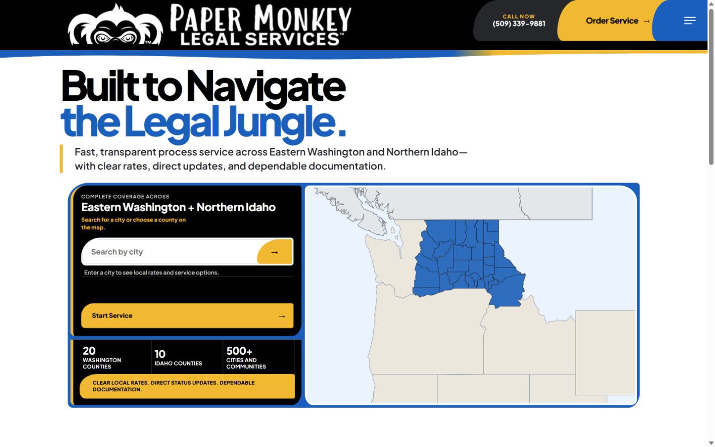 Paper Monkey Legal Services website on a desktop screen